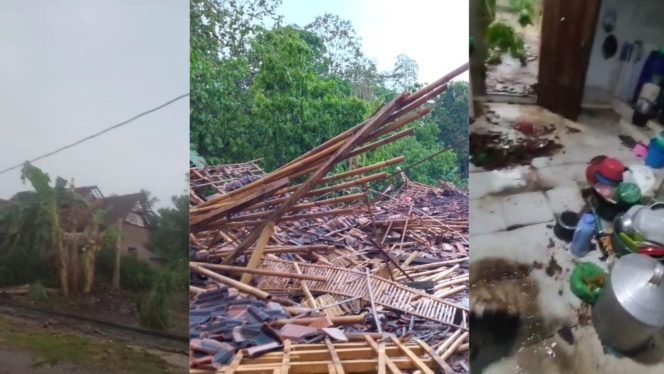 Angin Kencang Menerjang Pekon Keputran, Sukoharjo Lima Rumah Rusak Parah