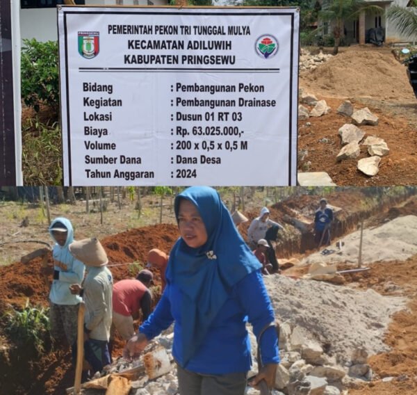 Pekon Tritungal Mulya Bangun Drainase Anggaran Dana DD Tahun 2024